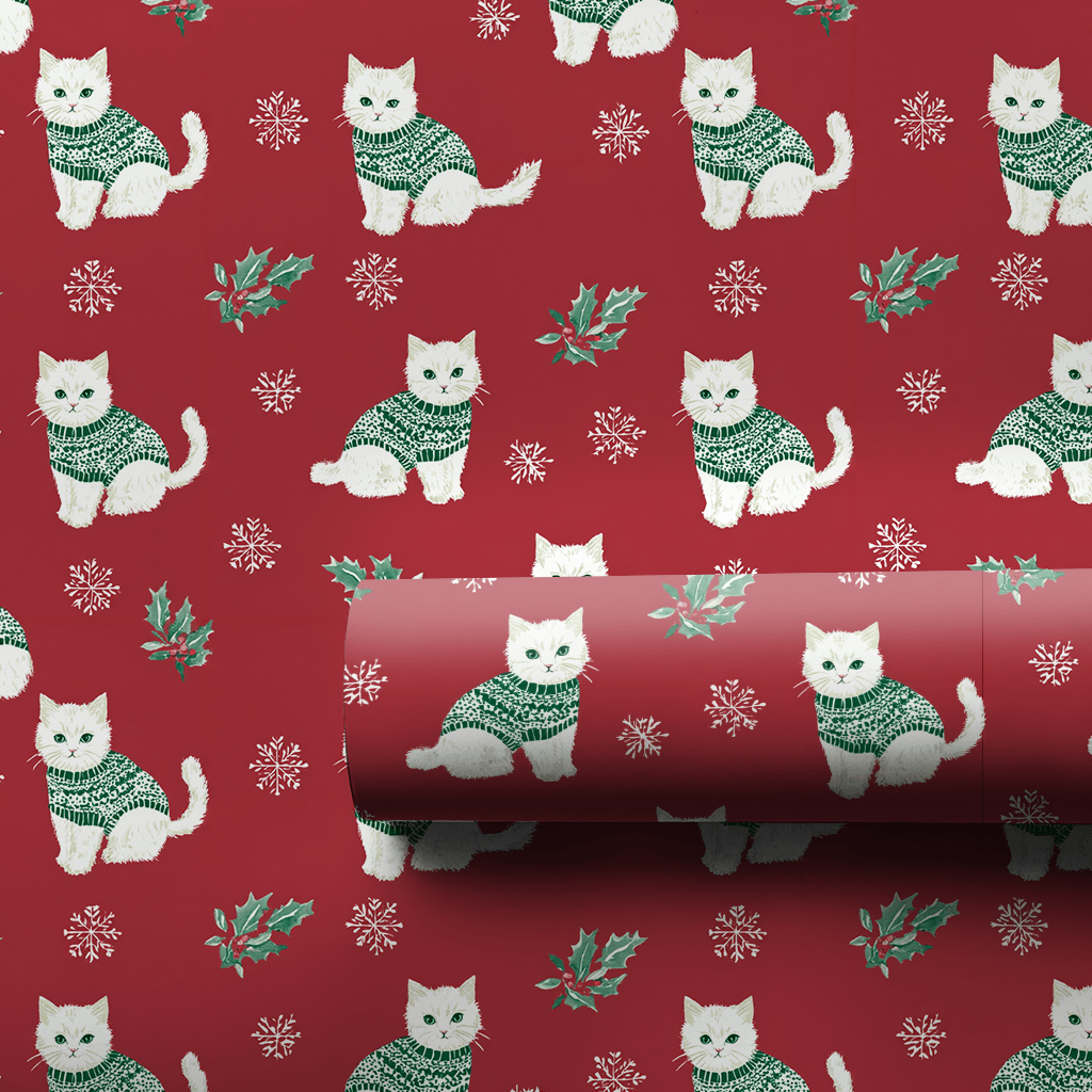 Snowy Sweater Kitty - Wrapping Paper - Lemon Park