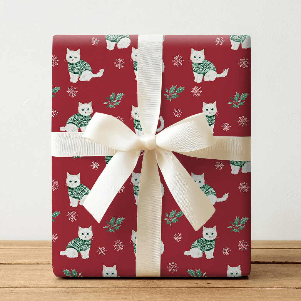 Snowy Sweater Kitty - Wrapping Paper - Lemon Park