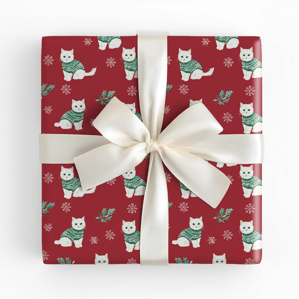 Snowy Sweater Kitty - Wrapping Paper - Lemon Park