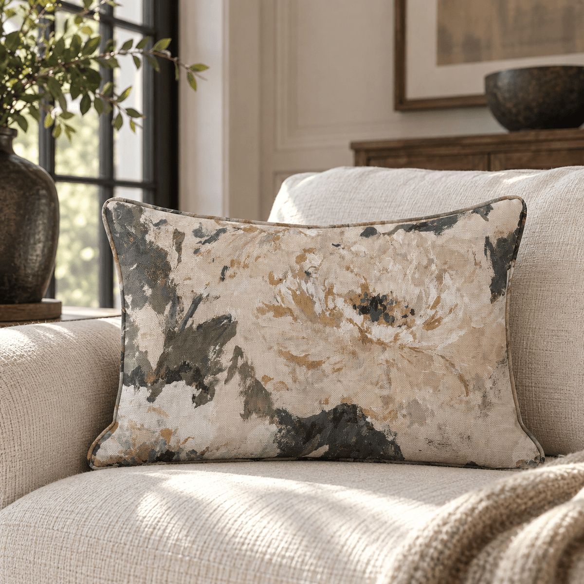 Soft Peony Throw Pillow - Lemon Park
