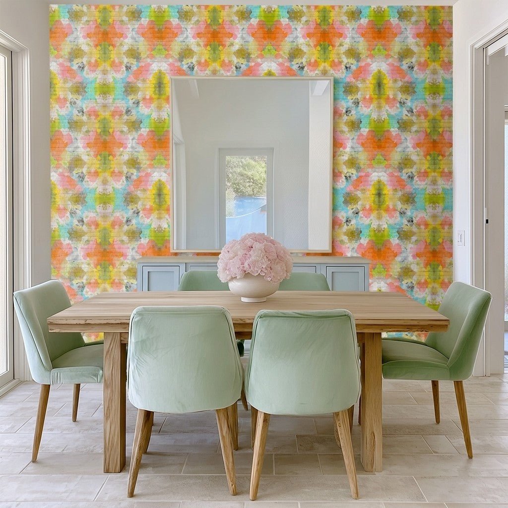 Solstice Bloom Faux Grasscloth Wallpaper - Lemon Park