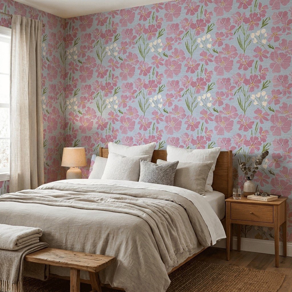 Spirea Faux Grasscloth Wallpaper - Lemon Park