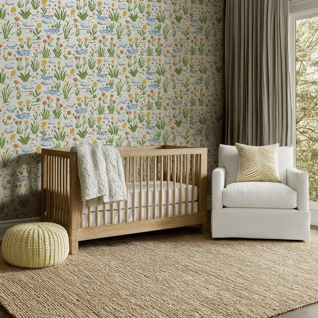 Spring Pond Faux Grasscloth Wallpaper - Lemon Park