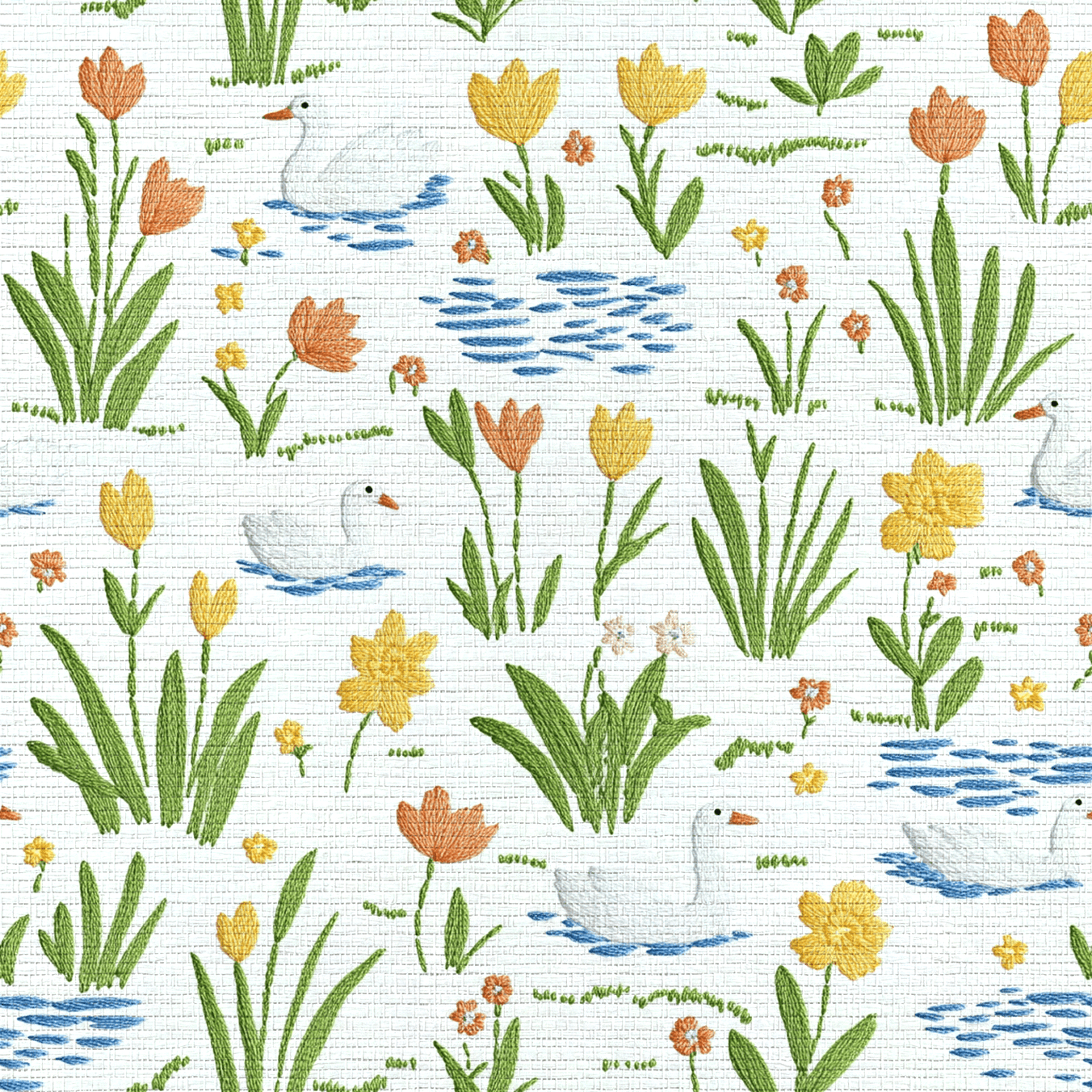 Spring Pond Faux Grasscloth Wallpaper - Lemon Park