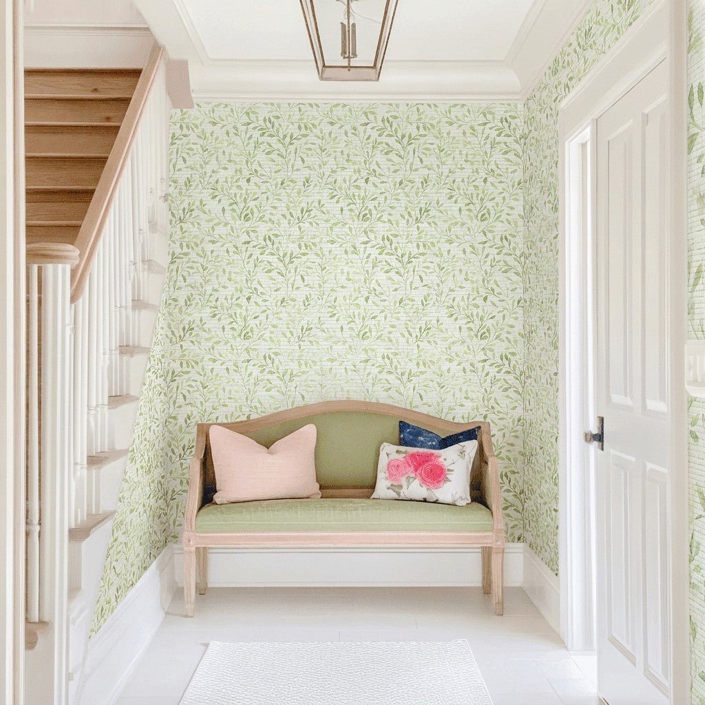 Spring Vine Faux Grasscloth Wallpaper - Lemon Park