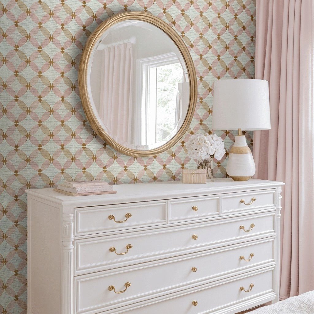 Starburst Bloom Faux Grasscloth Wallpaper - Lemon Park
