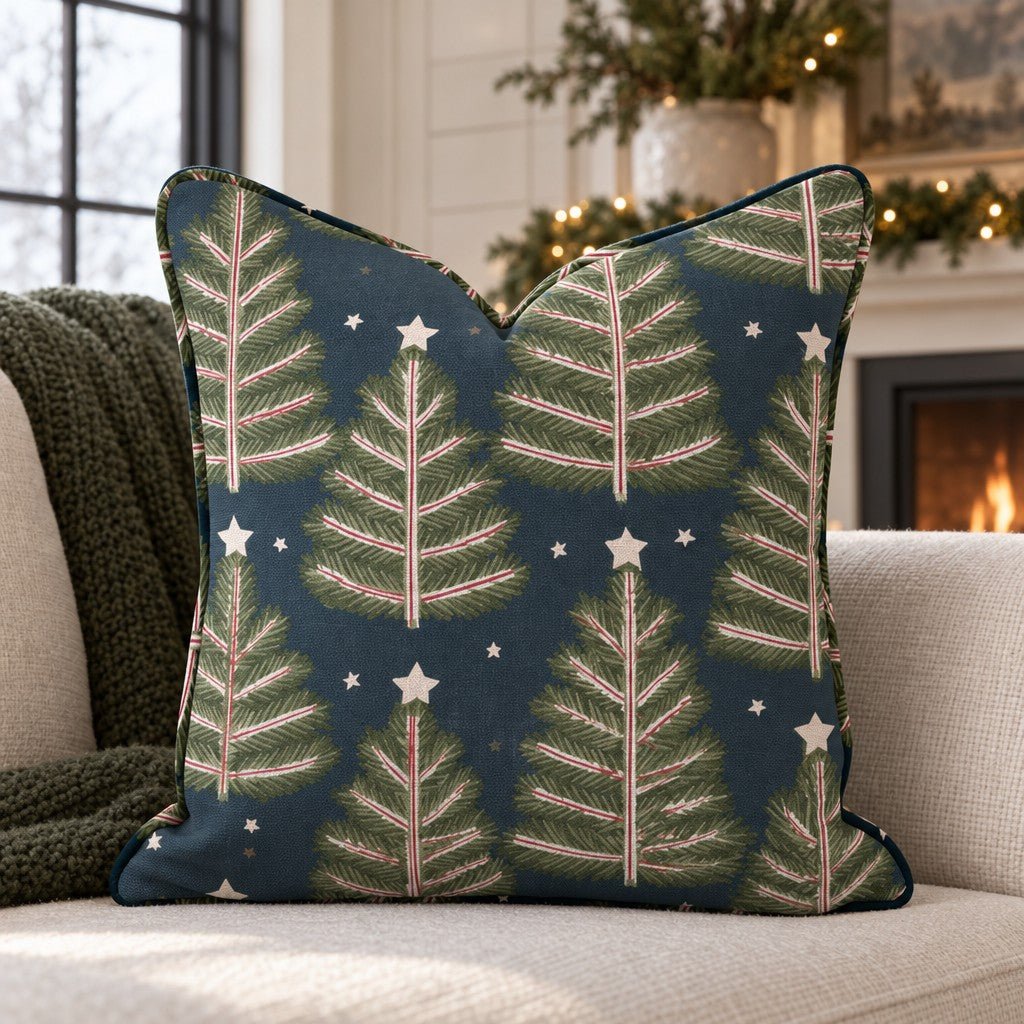 Starlit Peppermint Pines Throw Pillow - Lemon Park
