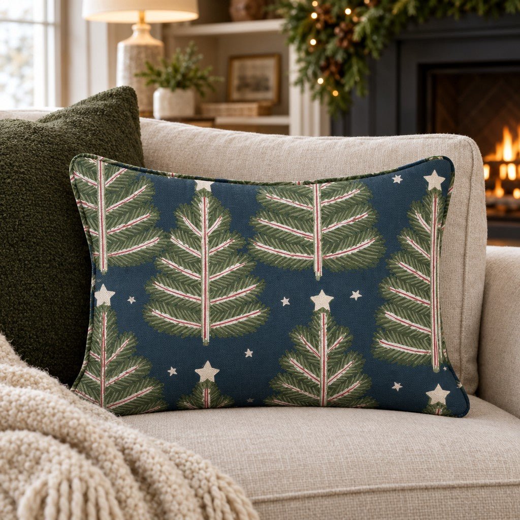 Starlit Peppermint Pines Throw Pillow - Lemon Park