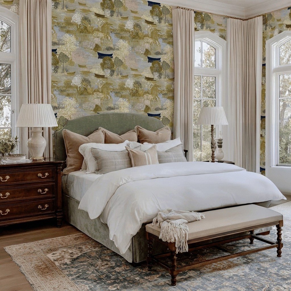 Still Water Faux Grasscloth Wallpaper - Lemon Park