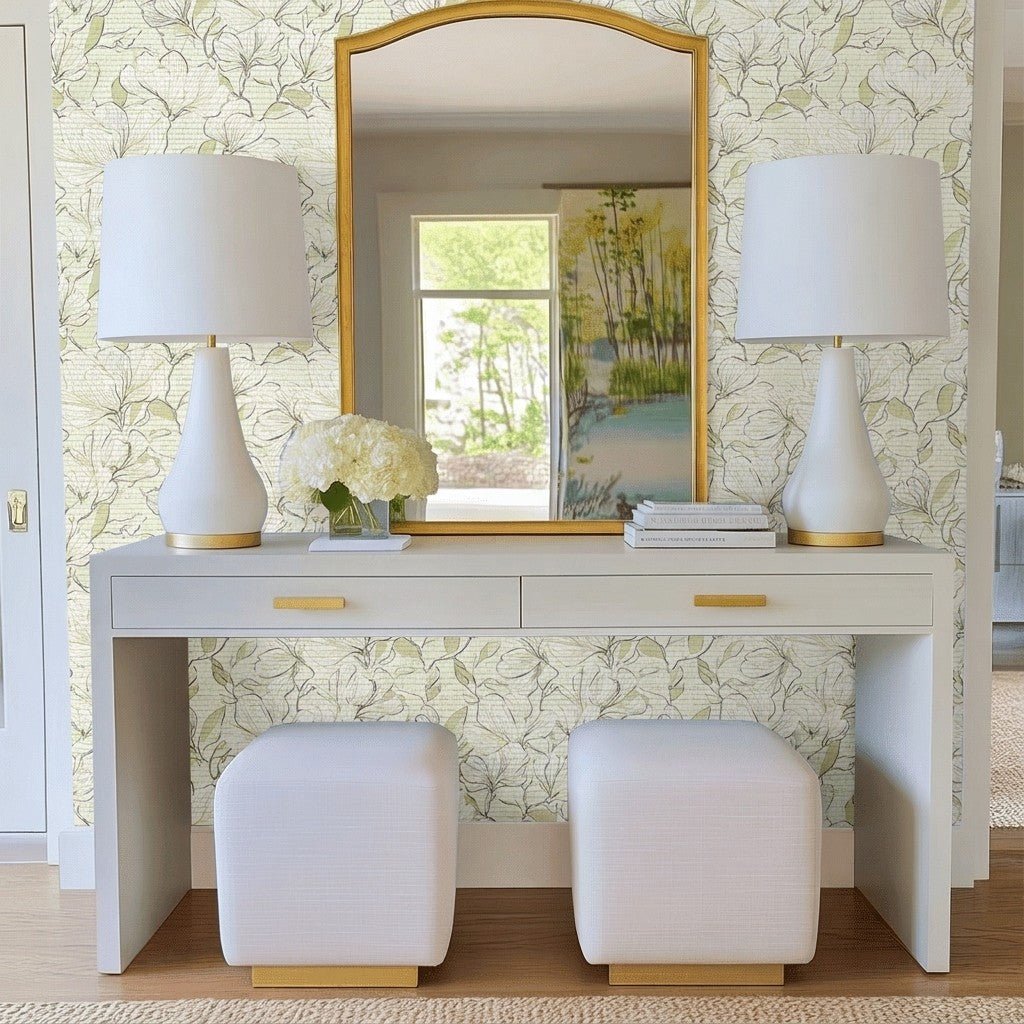 Stillness Faux Grasscloth Wallpaper - Lemon Park