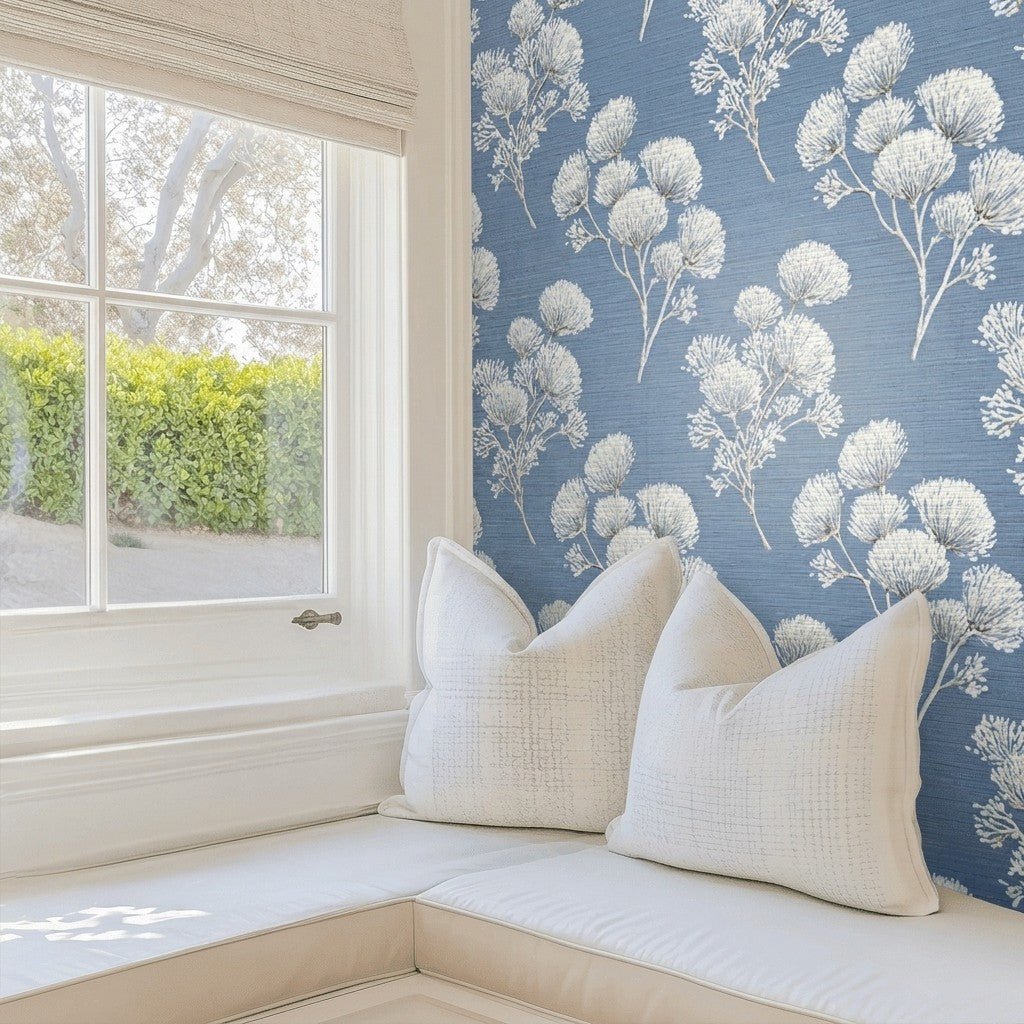 Stormy Silk Faux Grasscloth Wallpaper - Lemon Park