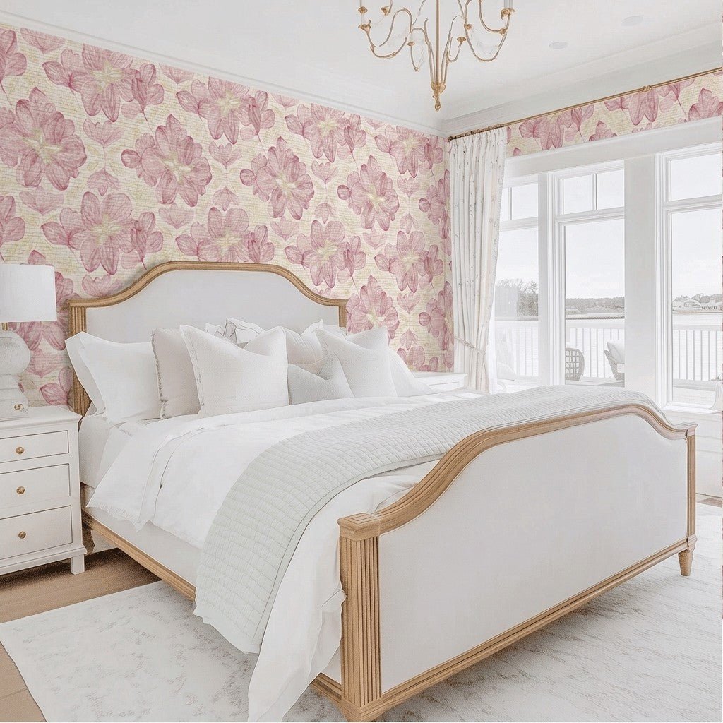 Strawberry Candy Faux Grasscloth Wallpaper - Lemon Park