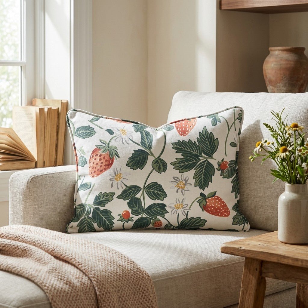 Strawberry Fields Throw Pillow - Lemon Park