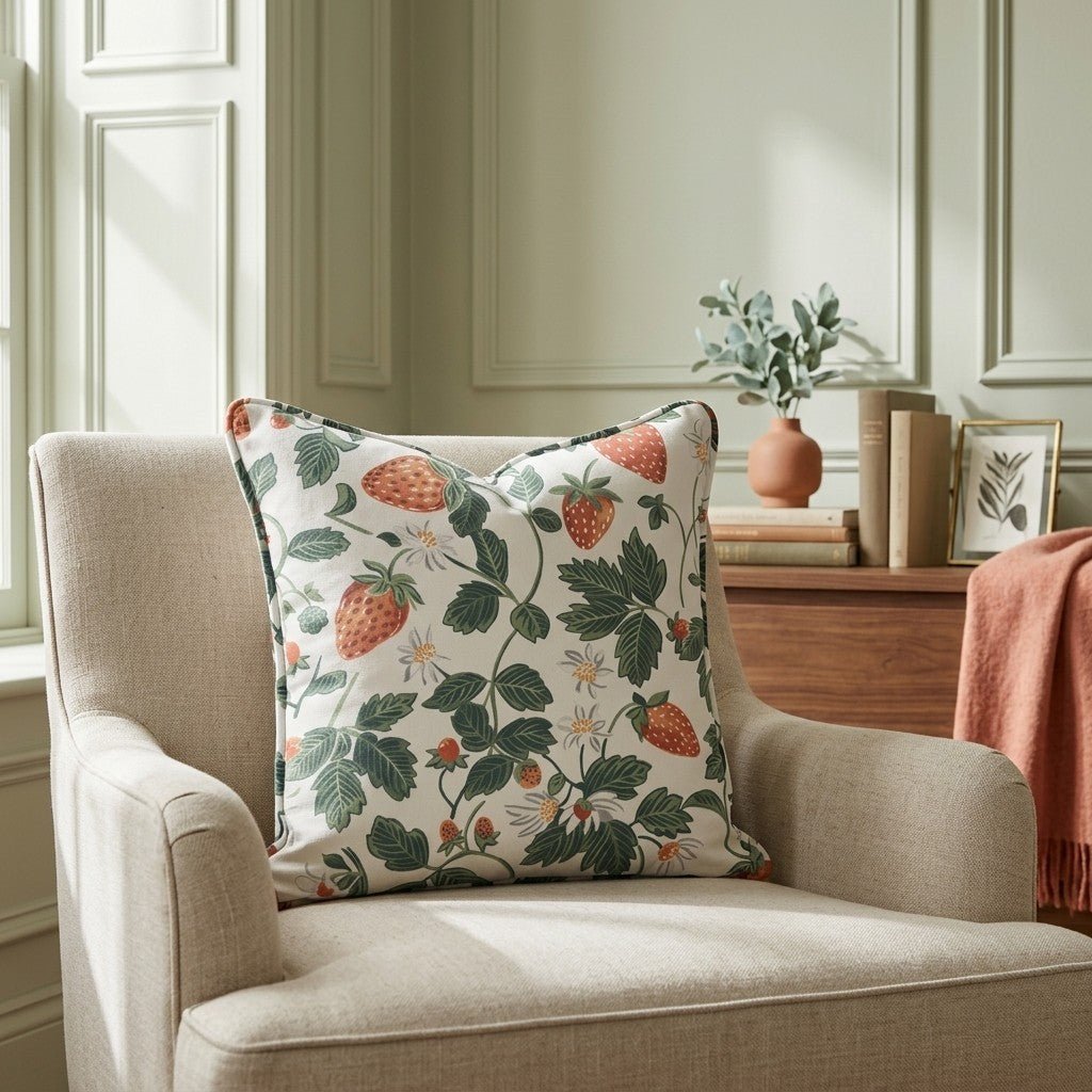 Strawberry Fields Throw Pillow - Lemon Park