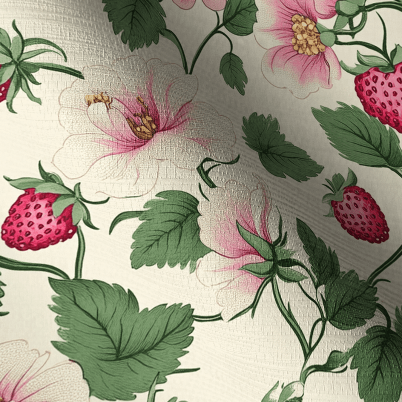 Strawberry Shortcake Faux Grasscloth Wallpaper - Lemon Park