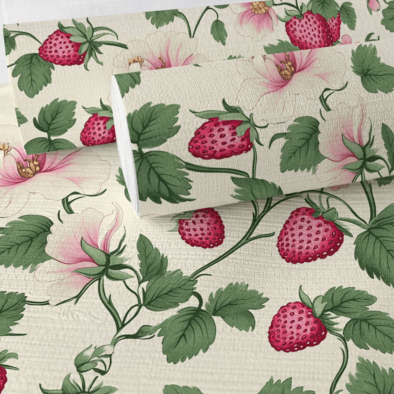 Strawberry Shortcake Faux Grasscloth Wallpaper - Lemon Park