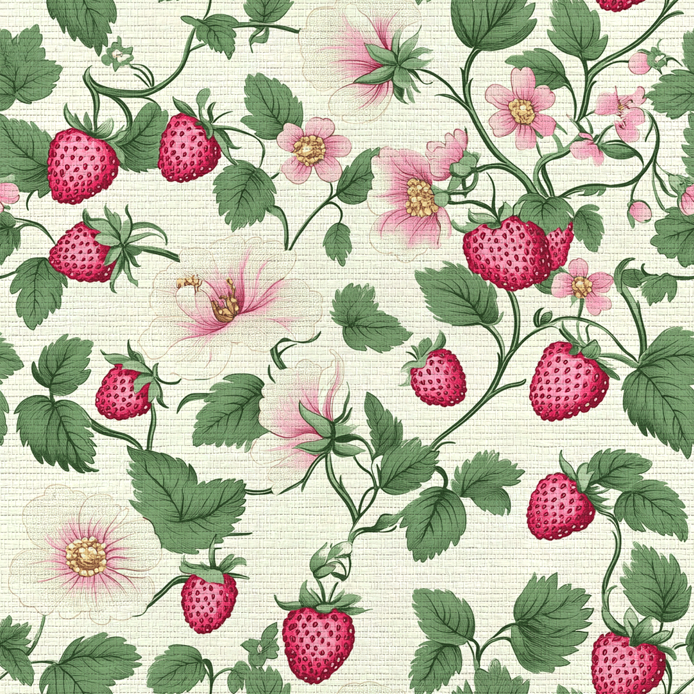 Strawberry Shortcake Faux Grasscloth Wallpaper