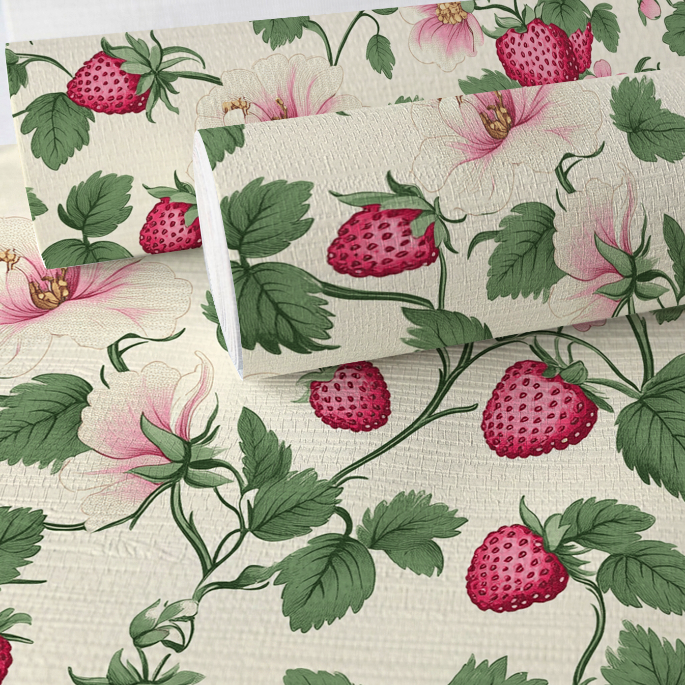 Strawberry Shortcake Faux Grasscloth Wallpaper