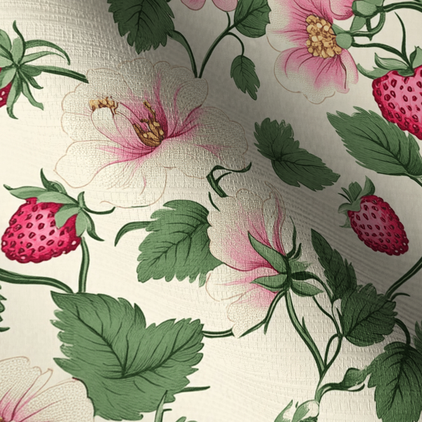 Strawberry Shortcake Faux Grasscloth Wallpaper
