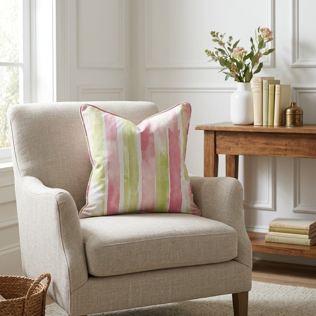 Striped Meadow Throw Pillow - Lemon Park