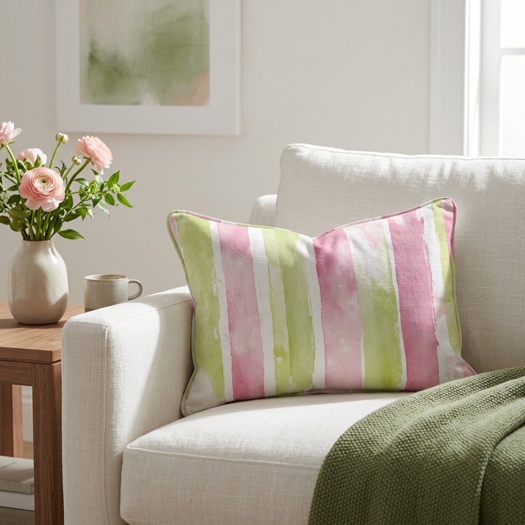 Striped Meadow Throw Pillow - Lemon Park