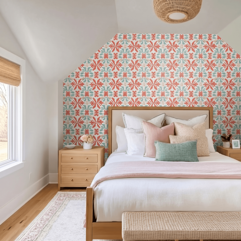 Summer Orange Faux Grasscloth Wallpaper - Lemon Park