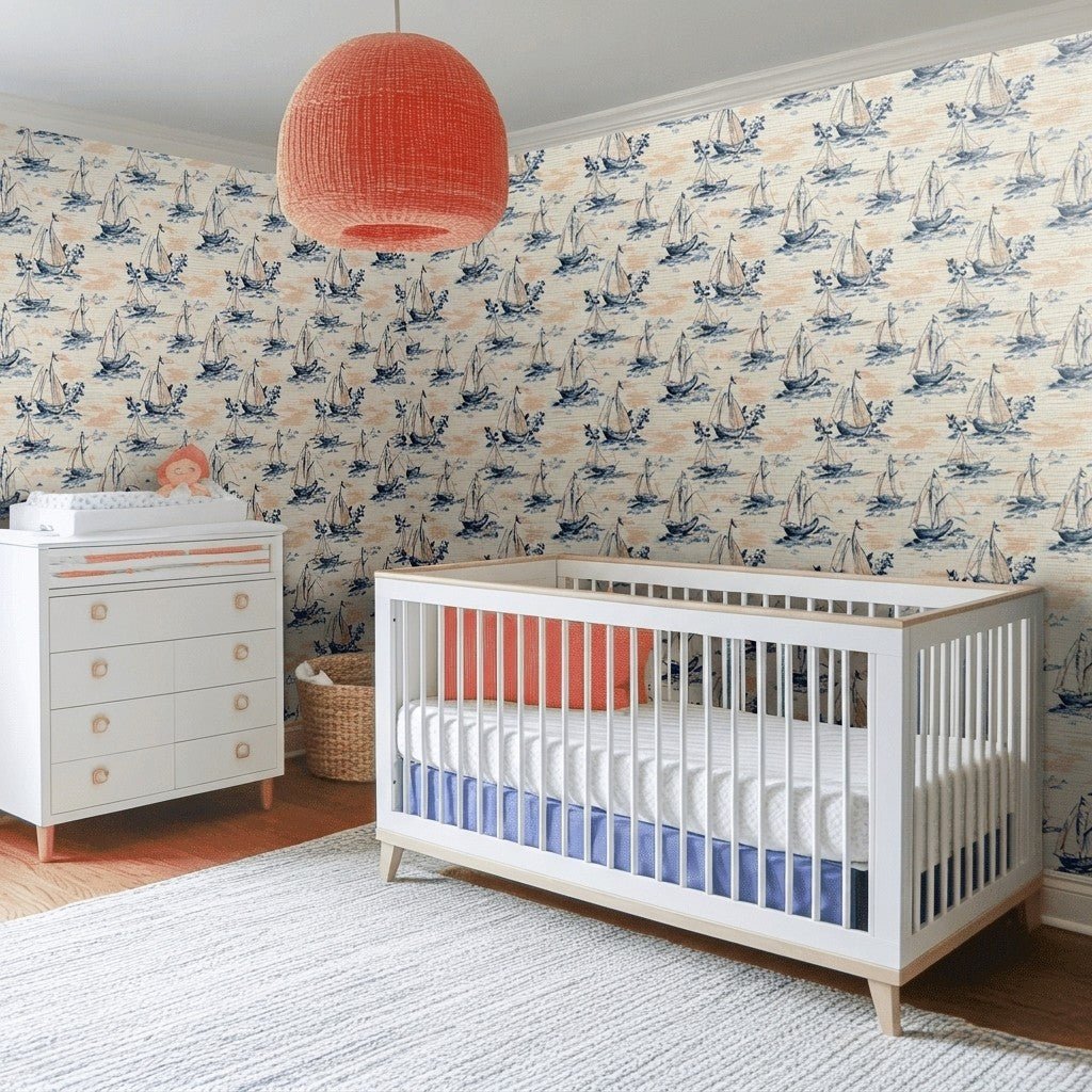 Sunset Sail Faux Grasscloth Wallpaper - Lemon Park