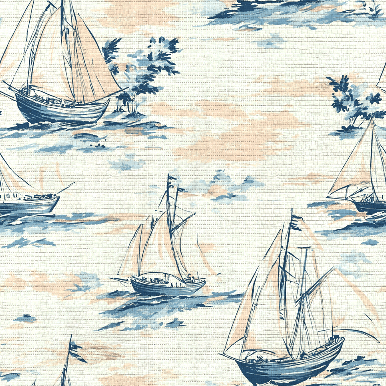 Sunset Sail Faux Grasscloth Wallpaper - Lemon Park