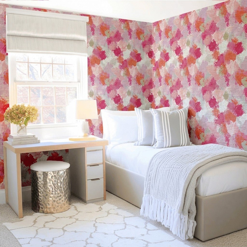 Sunset Swirl Faux Grasscloth Wallpaper - Lemon Park