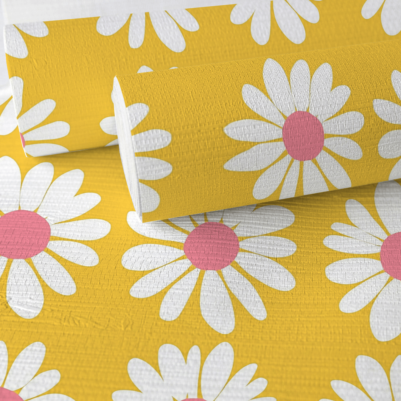 Sunshine Daisies Faux Grasscloth Wallpaper - Lemon Park