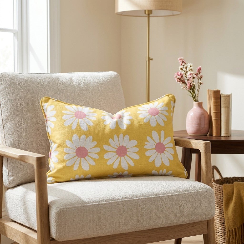 Sunshine Daisies Throw Pillow - Lemon Park
