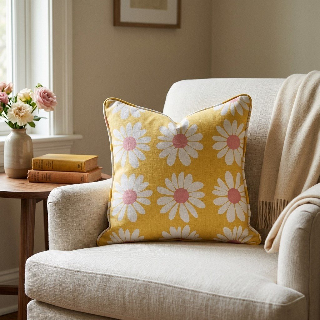 Sunshine Daisies Throw Pillow - Lemon Park