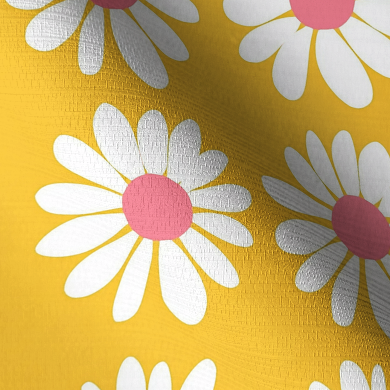 Sunshine Daisies Faux Grasscloth Wallpaper