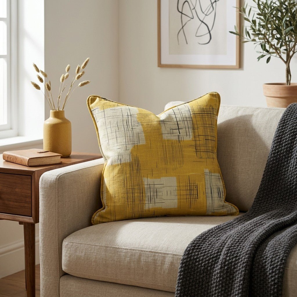 Sunshine Sketch Throw Pillow - Lemon Park