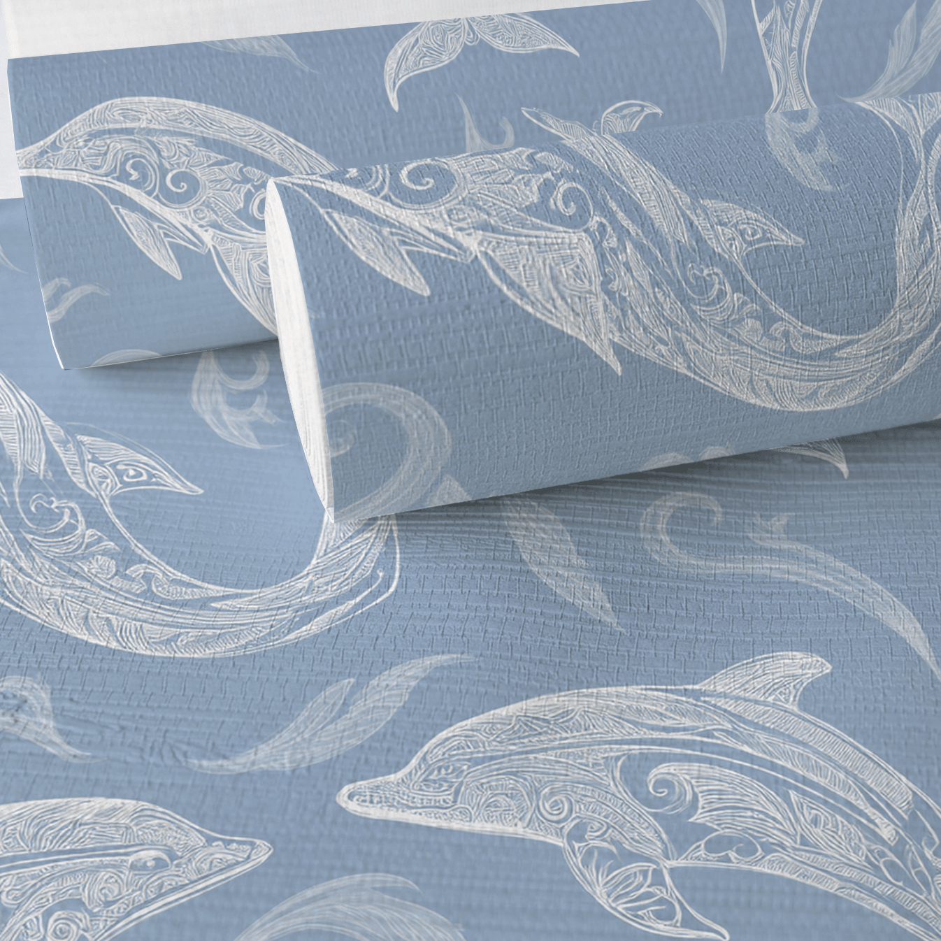 Swim With Dolphins Faux Grasscloth Wallpaper - Lemon Park