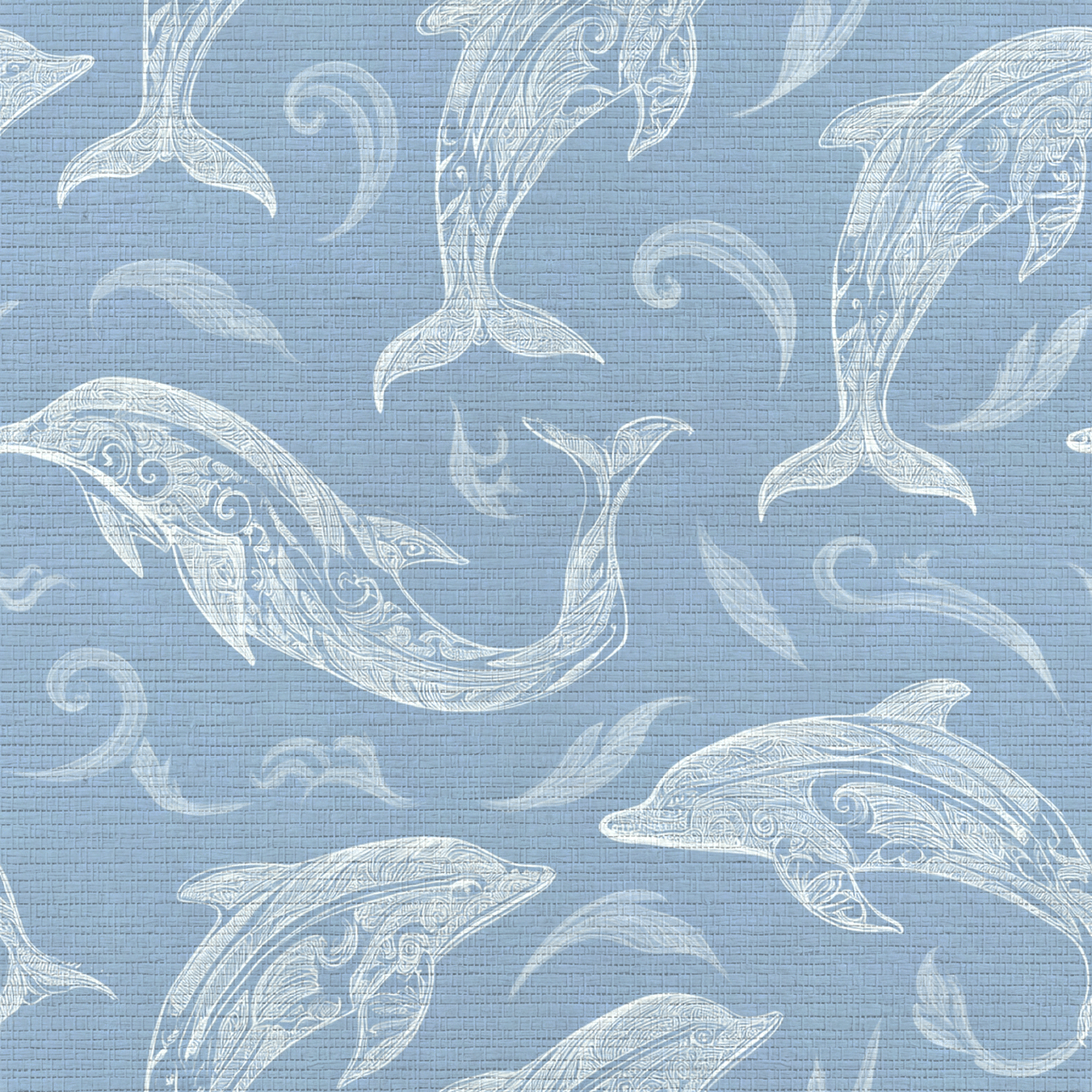 Swim With Dolphins Faux Grasscloth Wallpaper - Lemon Park