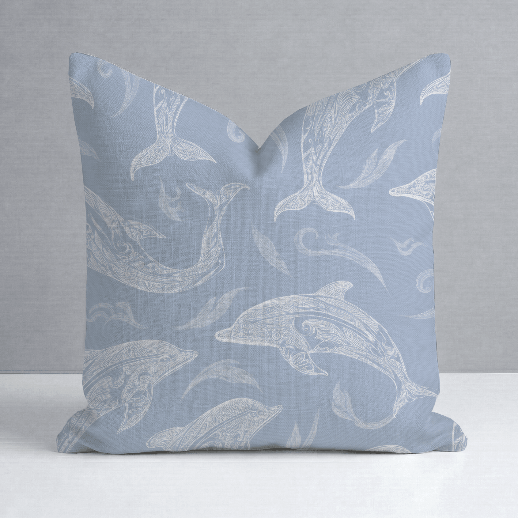 Swim With Dolphins Throw Pillow - Lemon Park