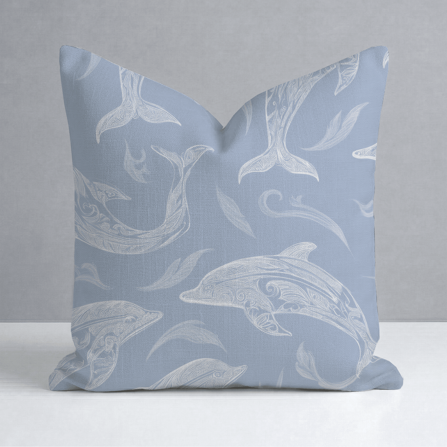 Swim With Dolphins Throw Pillow - Lemon Park