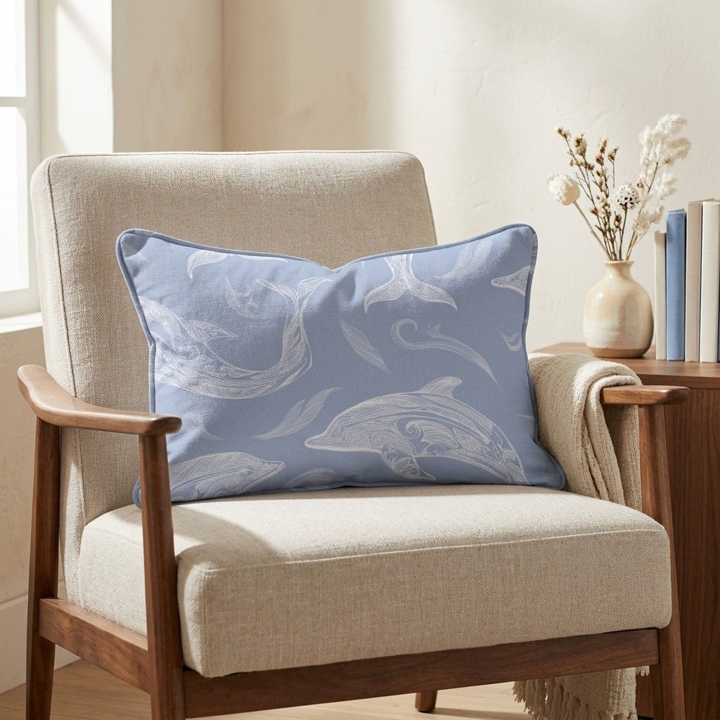 Swim With Dolphins Throw Pillow - Lemon Park