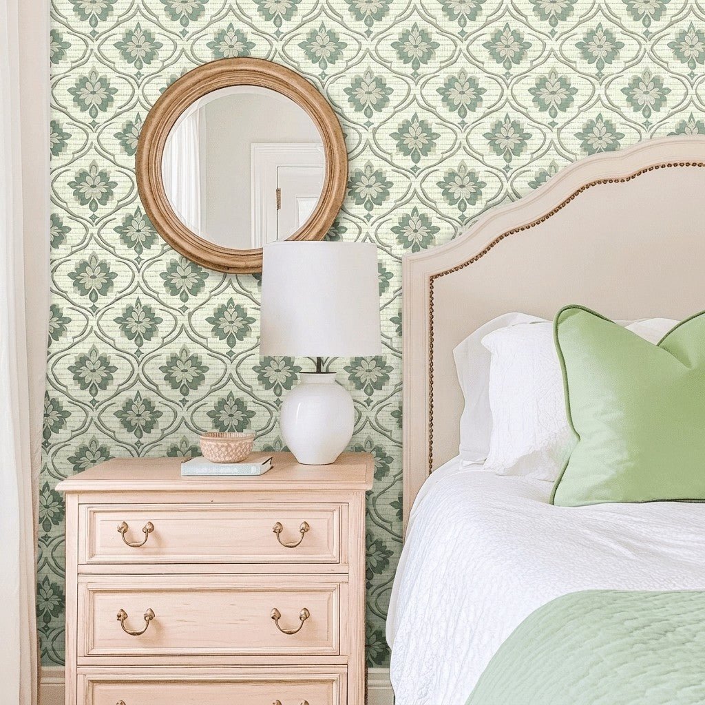 Table for Mabel Faux Grasscloth Wallpaper - Lemon Park