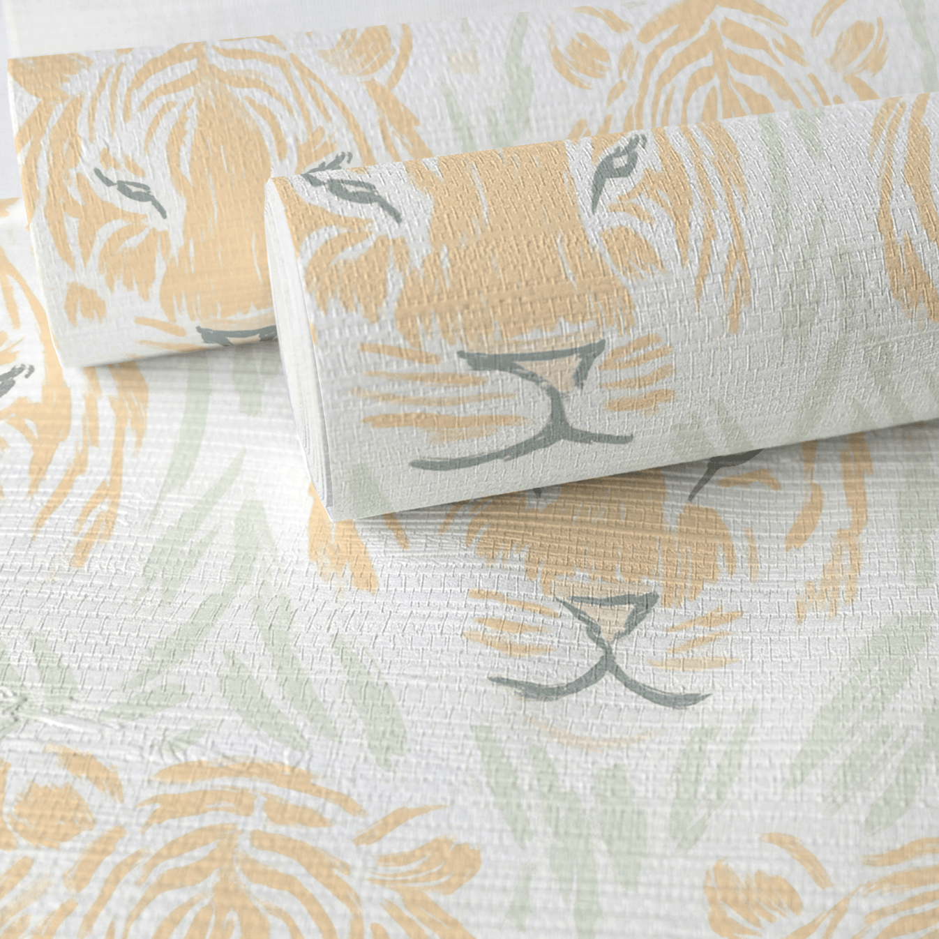 Tara Tigers Faux Grasscloth Wallpaper - Lemon Park