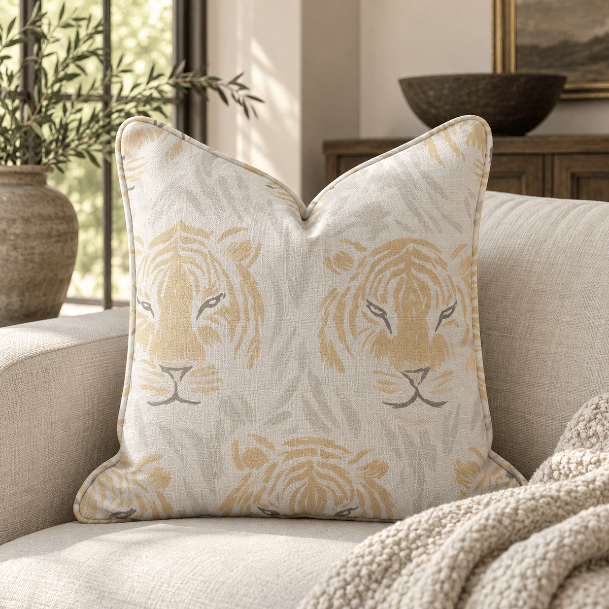 Tara Tigers Throw Pillow - Lemon Park