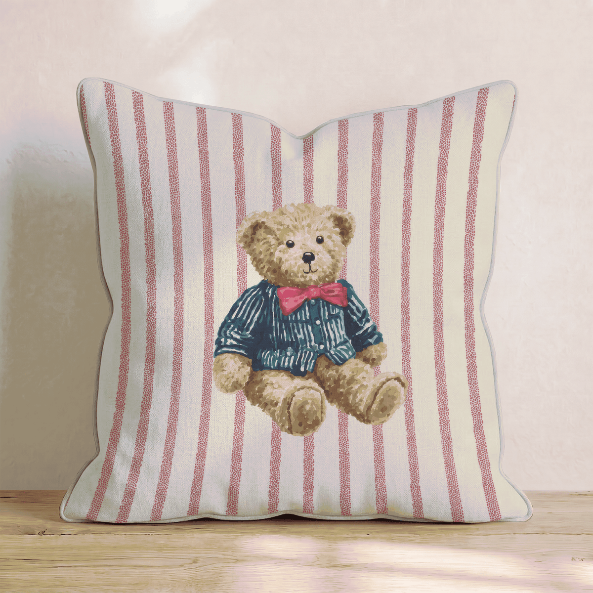 Teddys First Christmas Throw Pillow - Lemon Park