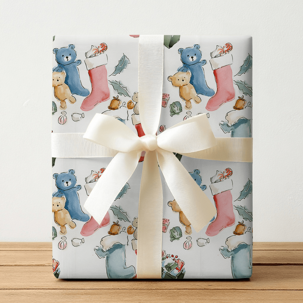 Teddy’s Stocking - Wrapping Paper - Lemon Park
