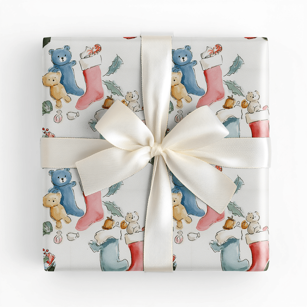 Teddy’s Stocking - Wrapping Paper - Lemon Park