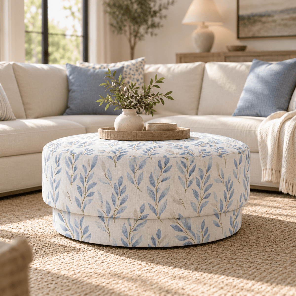 The Adelaide Ottoman in Atlantic Ferns - Lemon Park