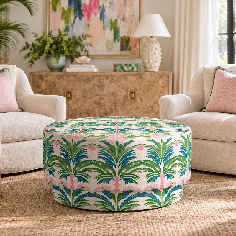 The Adelaide Ottoman in Bellagio Blush - Lemon Park