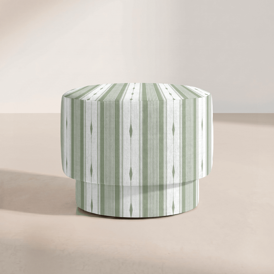 The Adelaide Ottoman in Blue Dresses Lemongrass Stripes - Lemon Park