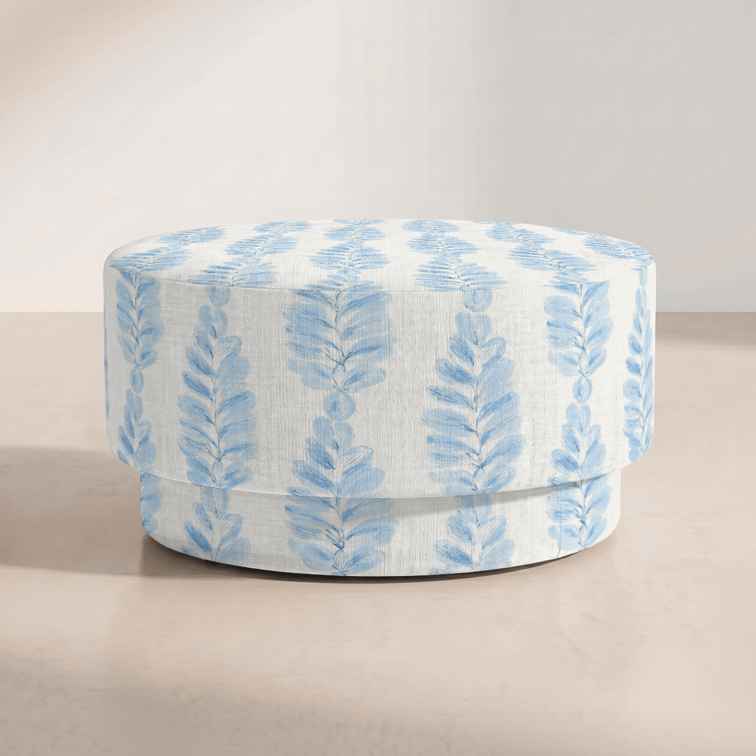 The Adelaide Ottoman in Carolina Ferns - Lemon Park