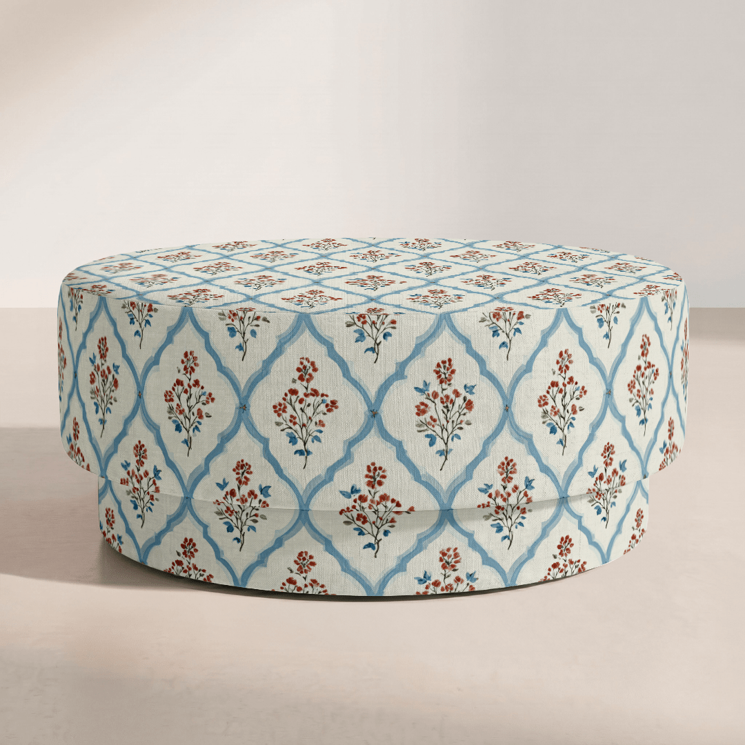 The Adelaide Ottoman in Chambray Tiles - Lemon Park